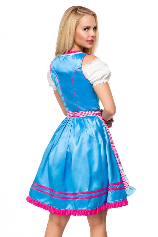 Dirndl mit Karoschürze blau/pink