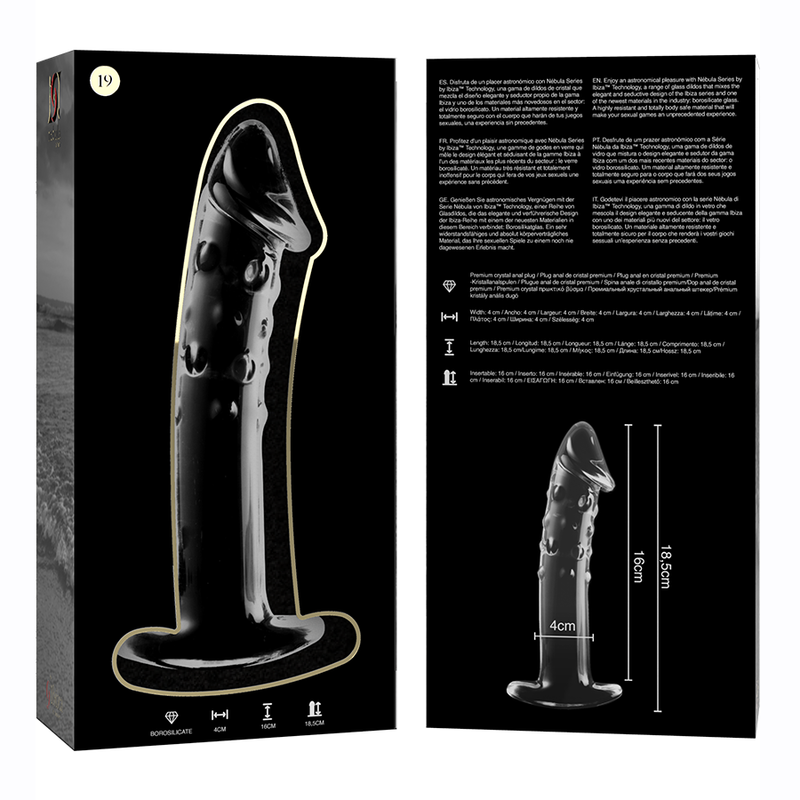 NEBULA SERIES BY IBIZA - MODELL 19 DILDO BOROSILIKATGLAS 18,5 X 4 CM KLAR