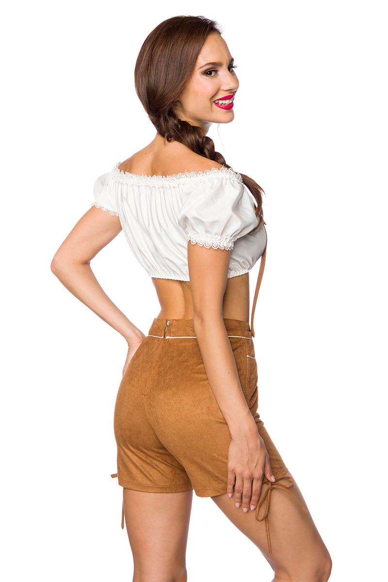 Trachtenshorts mit Stickereien braun