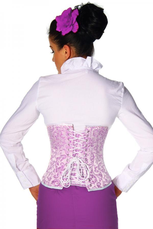 Brokat-Korsett 6XL flieder/weiß