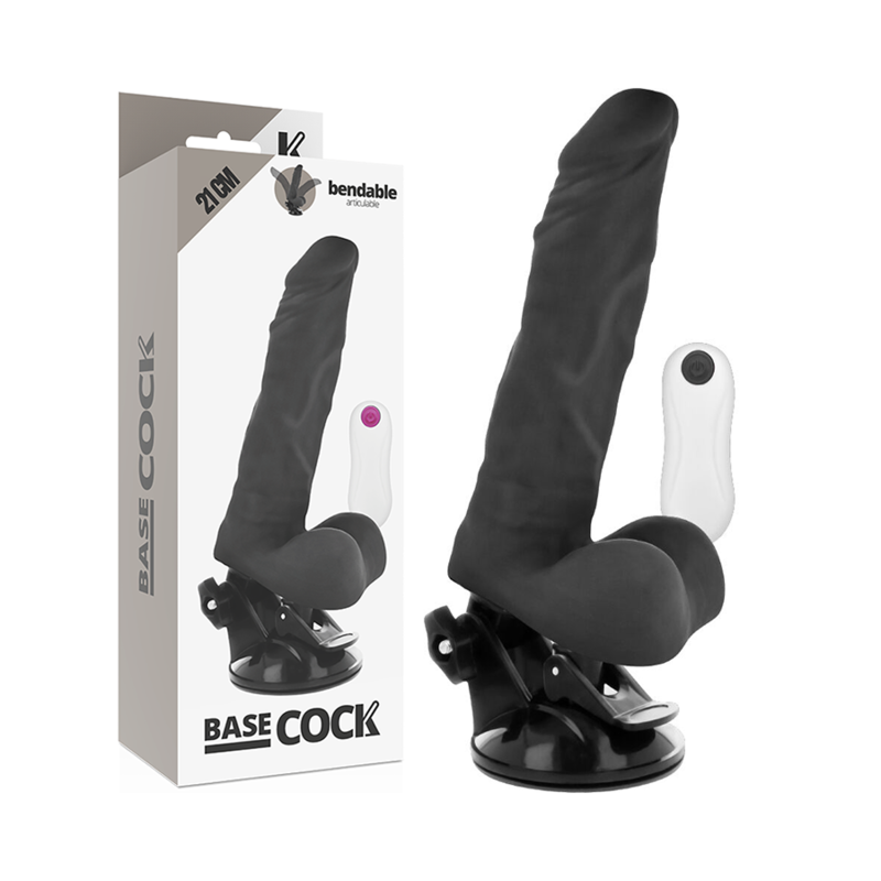 BASECOCK - ARTIKULIERBARER VIBRATOR MIT FERNBEDIENUNG SCHWARZ 21 CM