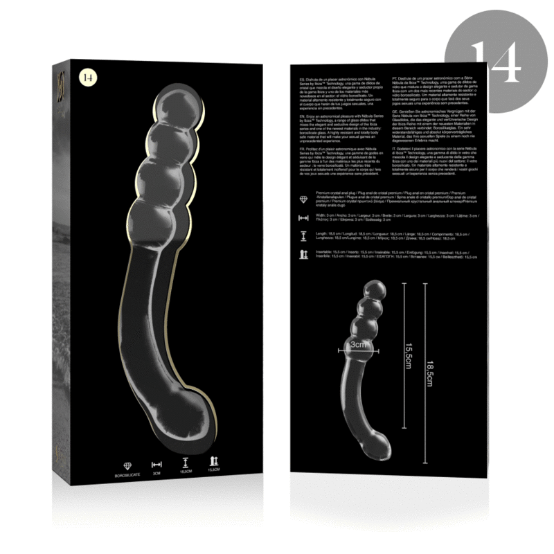 NEBULA SERIES BY IBIZA - MODELL 14 DILDO BOROSILIKATGLAS 18,5 X 3 CM KLAR
