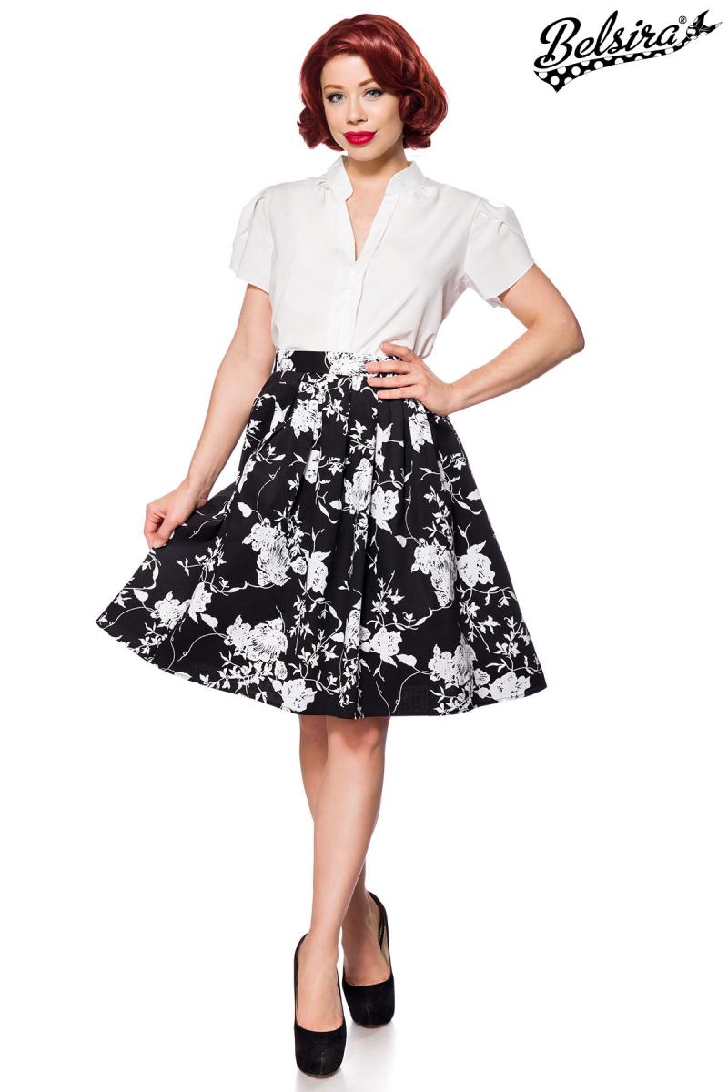 Ausgestellter Vintage Rock schwarz/weiß