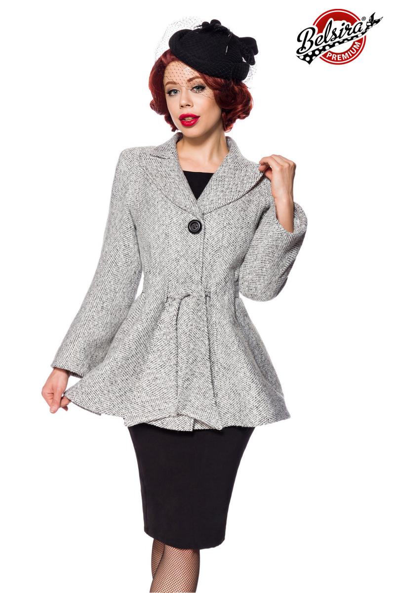 Belsira Premium Blazer-Jacke mit Gürtel schwarz/weiß