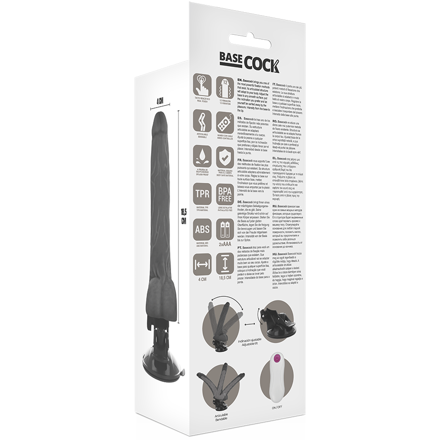 BASECOCK - ARTIKULIERBARER VIBRATOR MIT FERNBEDIENUNG SCHWARZ 18,5 CM