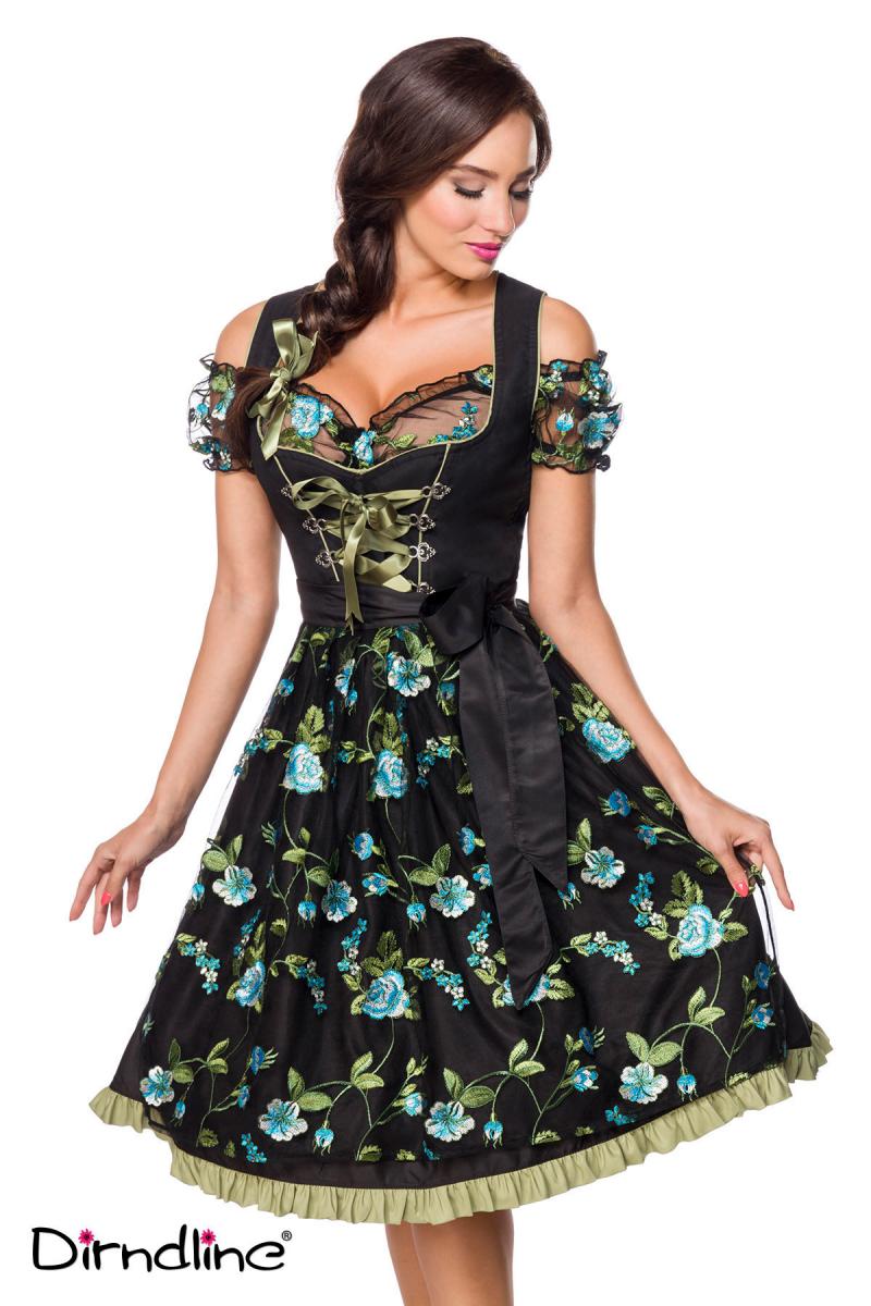 Dirndl inkl. Spitzenbluse schwarz/grün