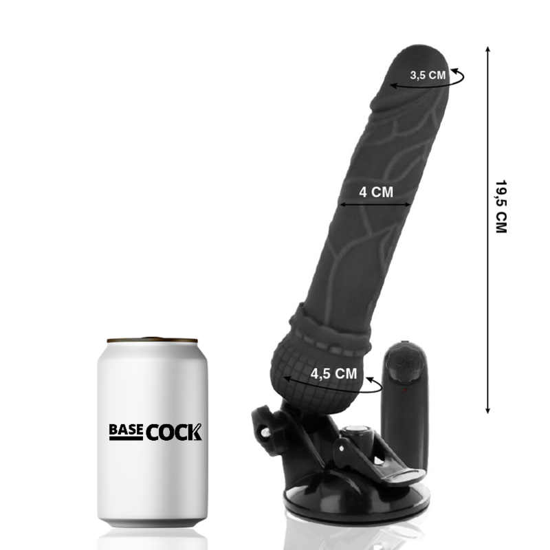 BASECOCK - REALISTISCHER VIBRATOR MIT FERNBEDIENUNG SCHWARZ 19,5 CM