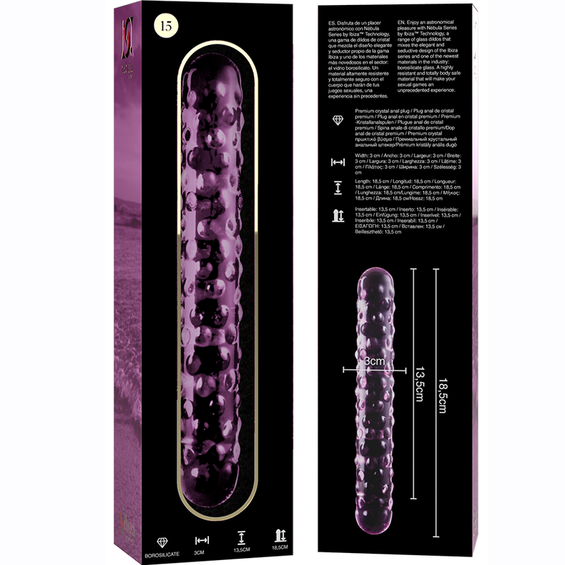 NEBULA SERIES BY IBIZA - MODELL 15 DILDO BOROSILIKATGLAS 18,5 X 3 CM ROSA
