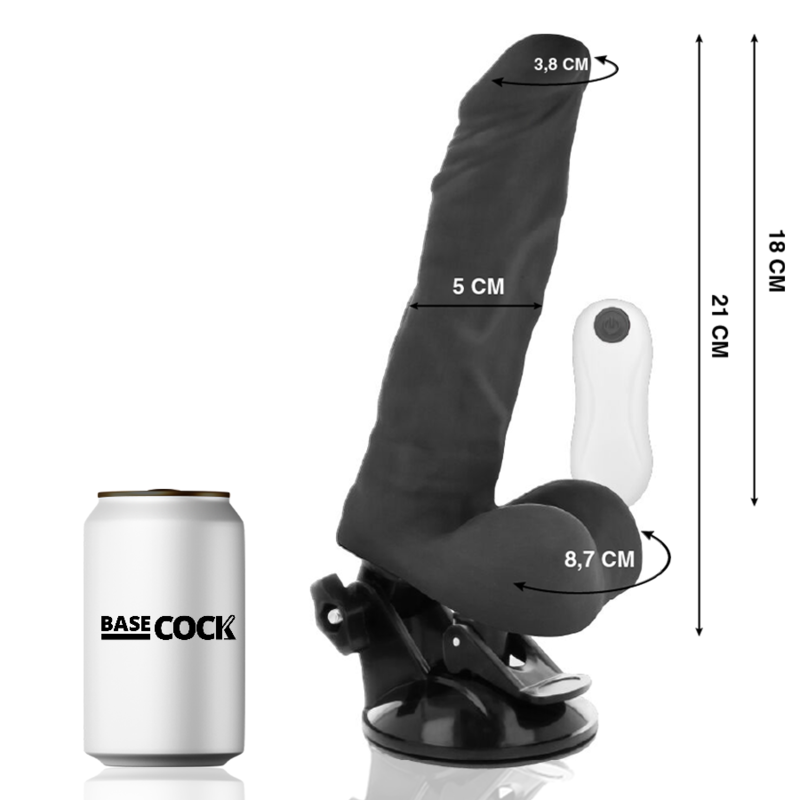 BASECOCK - ARTIKULIERBARER VIBRATOR MIT FERNBEDIENUNG SCHWARZ 21 CM