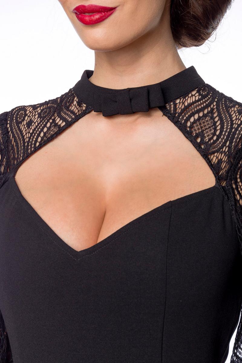 Longsleeve Spitzenkleid schwarz