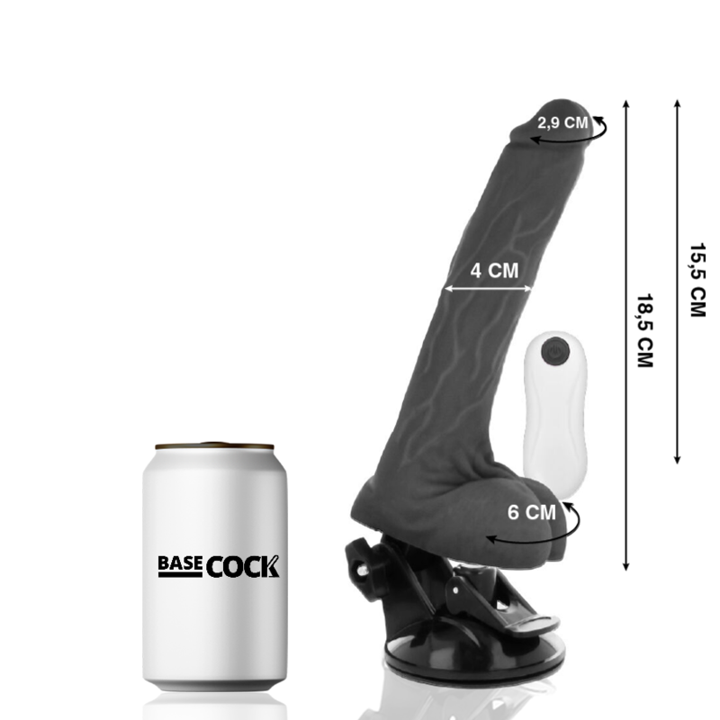 BASECOCK - ARTIKULIERBARER VIBRATOR MIT FERNBEDIENUNG SCHWARZ 18,5 CM