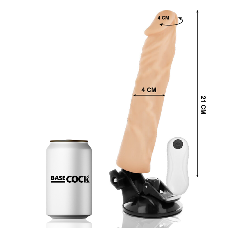 BASECOCK - REALISTISCHER VIBRATOR MIT FERNBEDIENUNG NATURWEISS 21CM