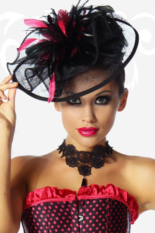 Cabarett-Corsage 2XL schwarz/pink