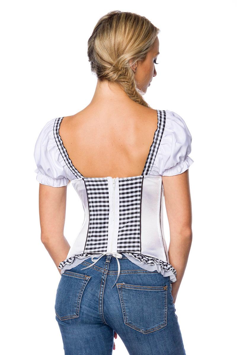 Trachtenmieder mit integrierten Push-up schwarz/weiß