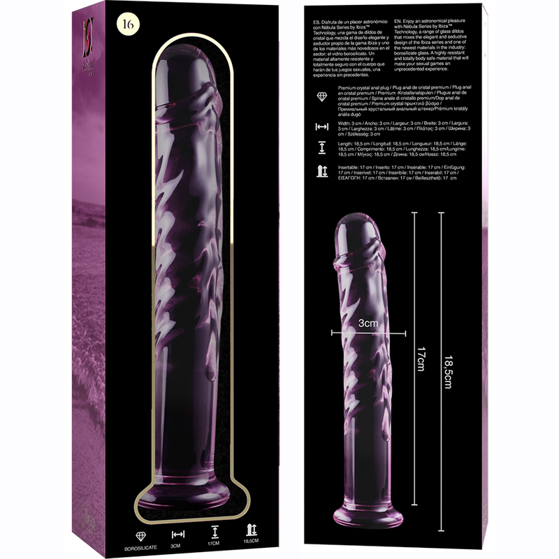 NEBULA SERIES BY IBIZA - MODELL 16 DILDO BOROSILIKATGLAS 18,5 X 3 CM ROSA
