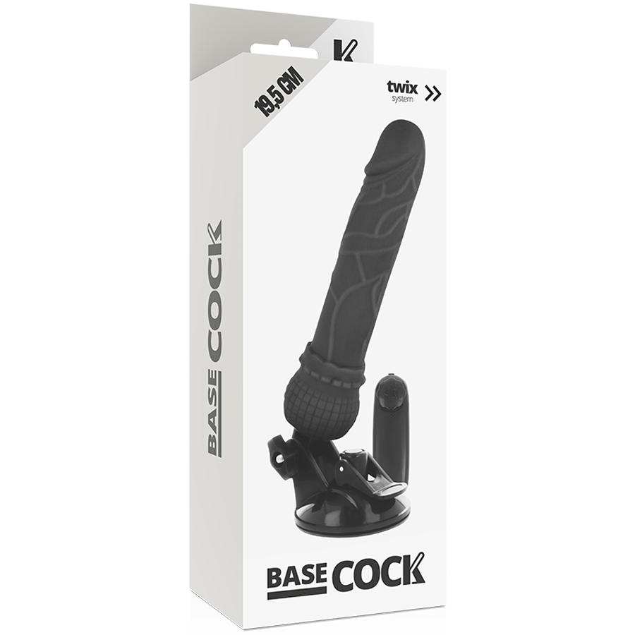 BASECOCK - REALISTISCHER VIBRATOR MIT FERNBEDIENUNG SCHWARZ 19,5 CM