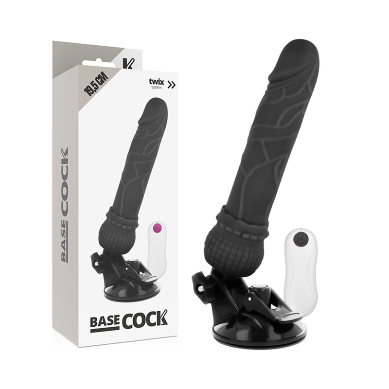 BASECOCK - REALISTISCHER VIBRATOR MIT FERNBEDIENUNG SCHWARZ 19,5 CM