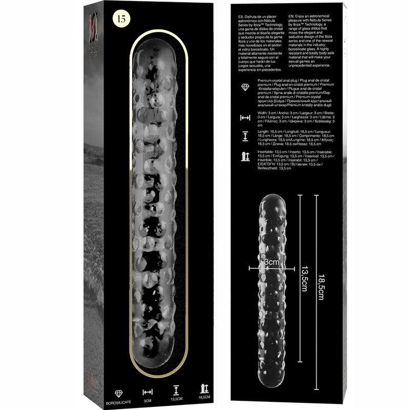 NEBULA SERIES BY IBIZA - MODELL 15 DILDO BOROSILIKATGLAS 18,5 X 3 CM KLAR
