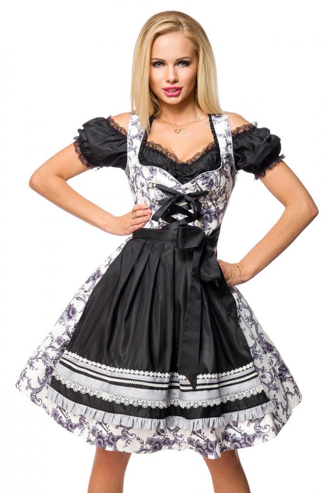 Dirndl XXS grau/schwarz/weiß