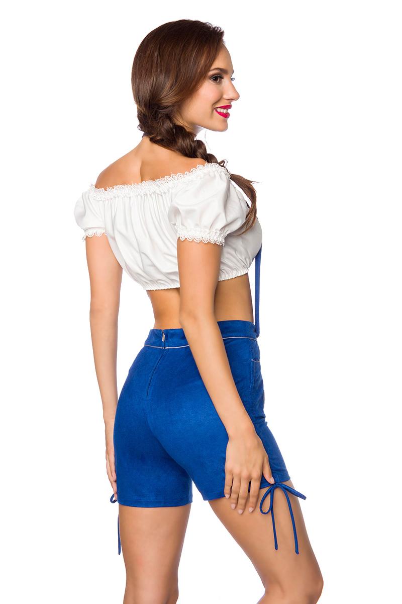 Trachtenshorts mit Stickereien blau