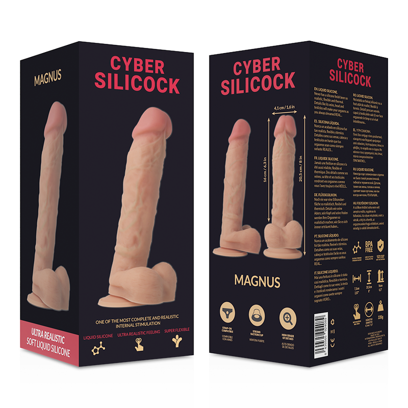 CYBER SILICOCK - STRAP-ON MAGNUS FLÜSSIGSILIKON MIT 3 RINGEN GRATIS