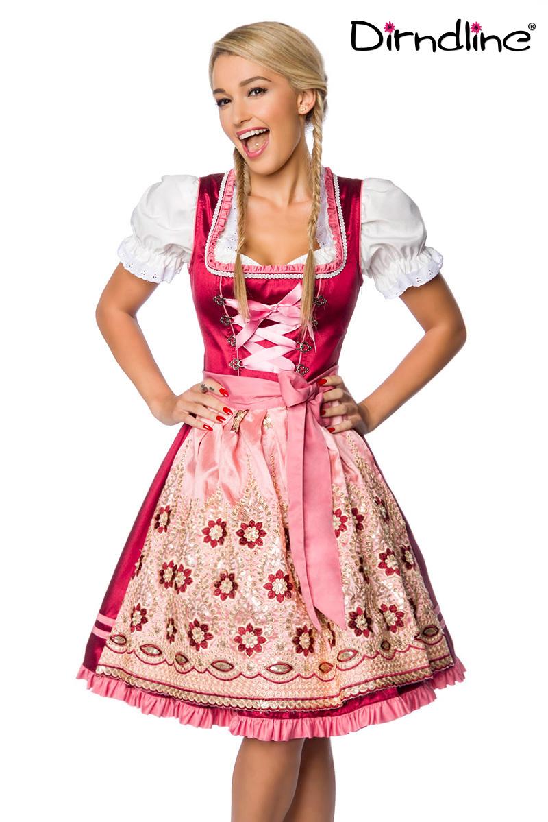 Premium Dirndl rosa/rot