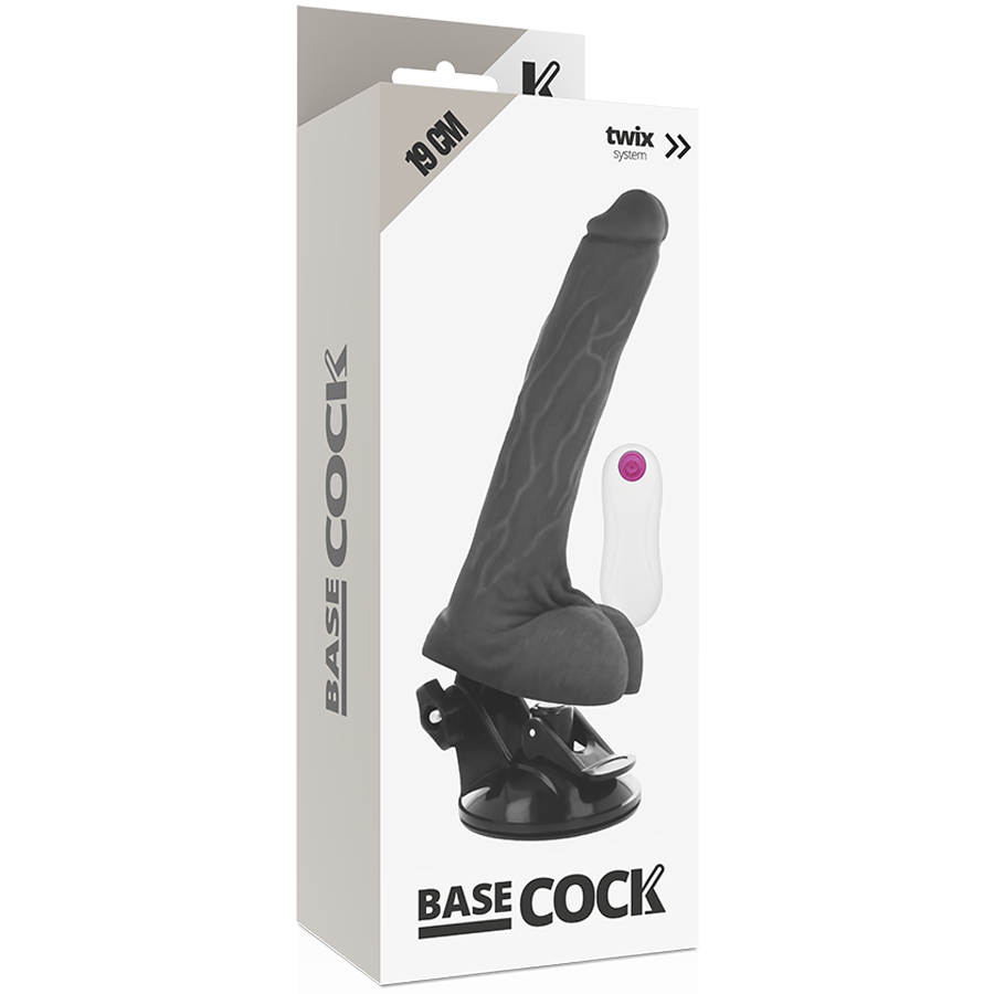 BASECOCK - REALISTISCHER VIBRATOR MIT FERNBEDIENUNG SCHWARZ 19 CM