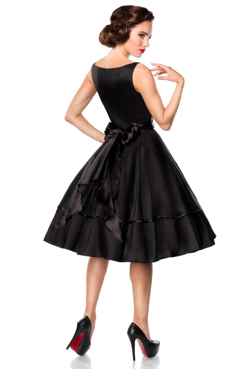 Belsira Premium Swing-Satinkleid schwarz