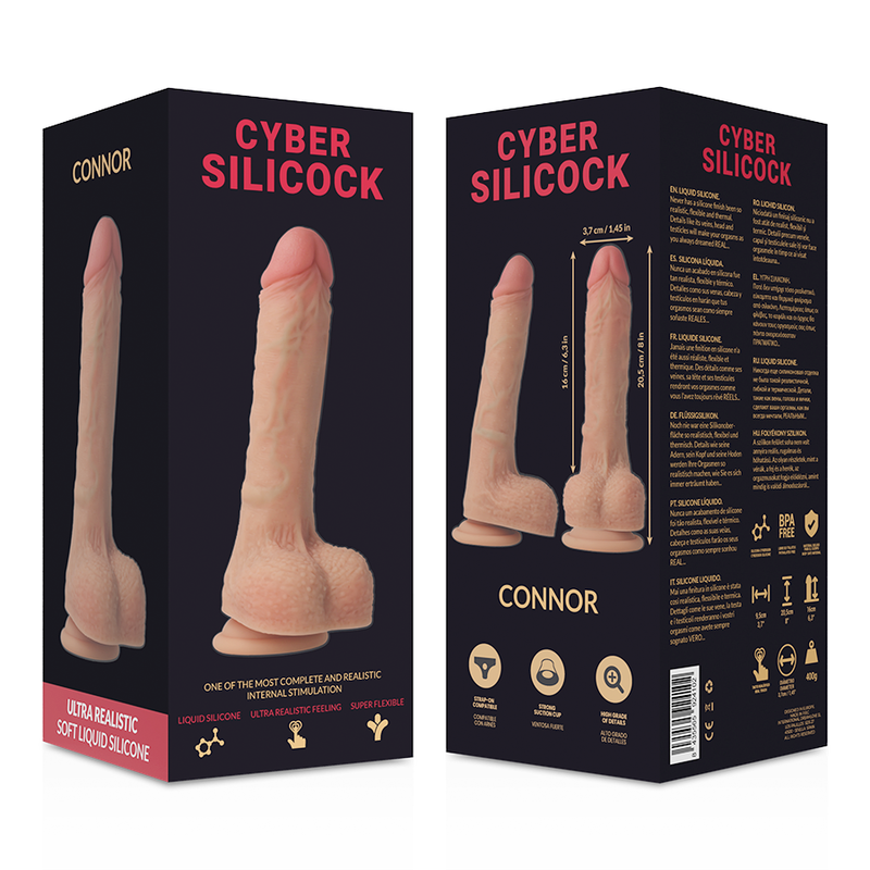 CYBER SILICOCK - STRAP-ON CONNOR FLÜSSIGSILIKON MIT 3 RINGEN GRATIS