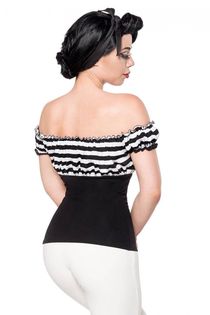 Jersey-Top schwarz/weiß/stripe