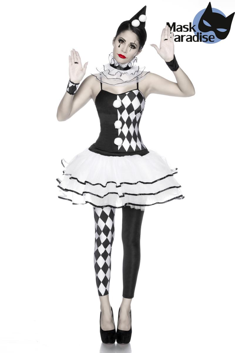 Harlekinkostüm (Komplettset) schwarz/weiß