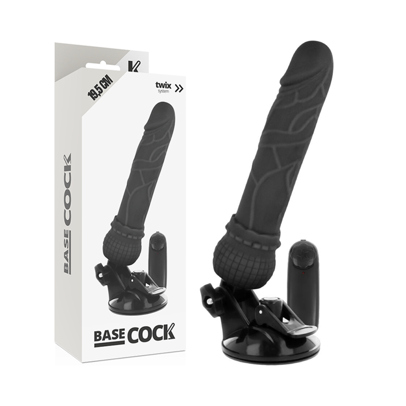BASECOCK - REALISTISCHER VIBRATOR MIT FERNBEDIENUNG SCHWARZ 19,5 CM