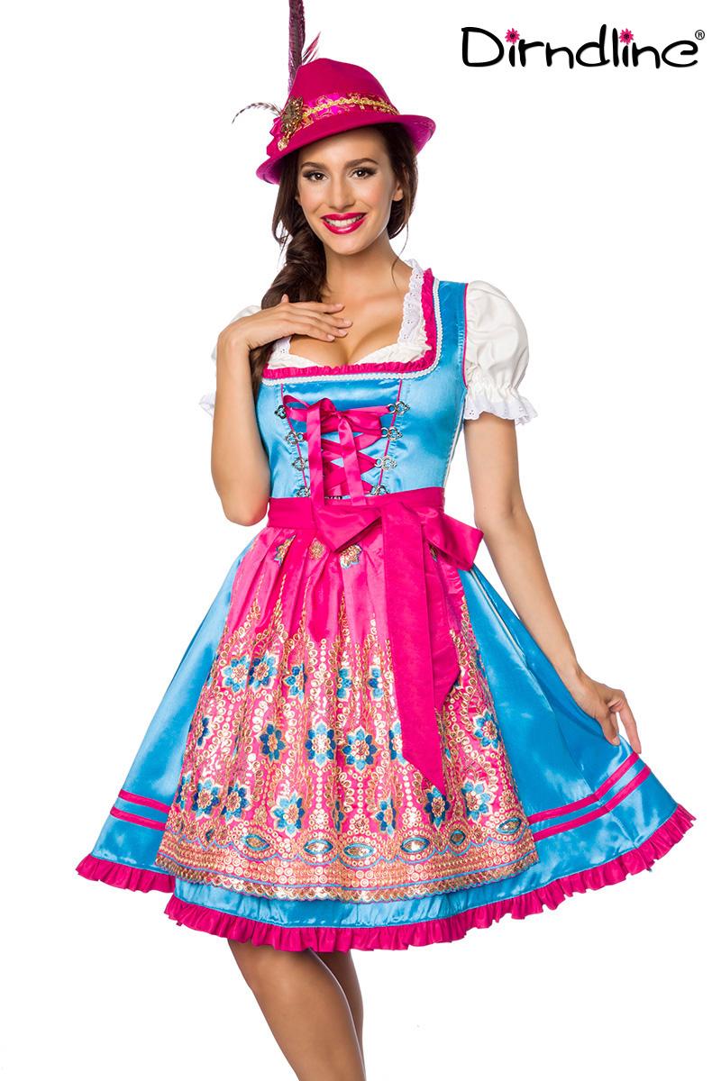 Premium Dirndl blau/pink