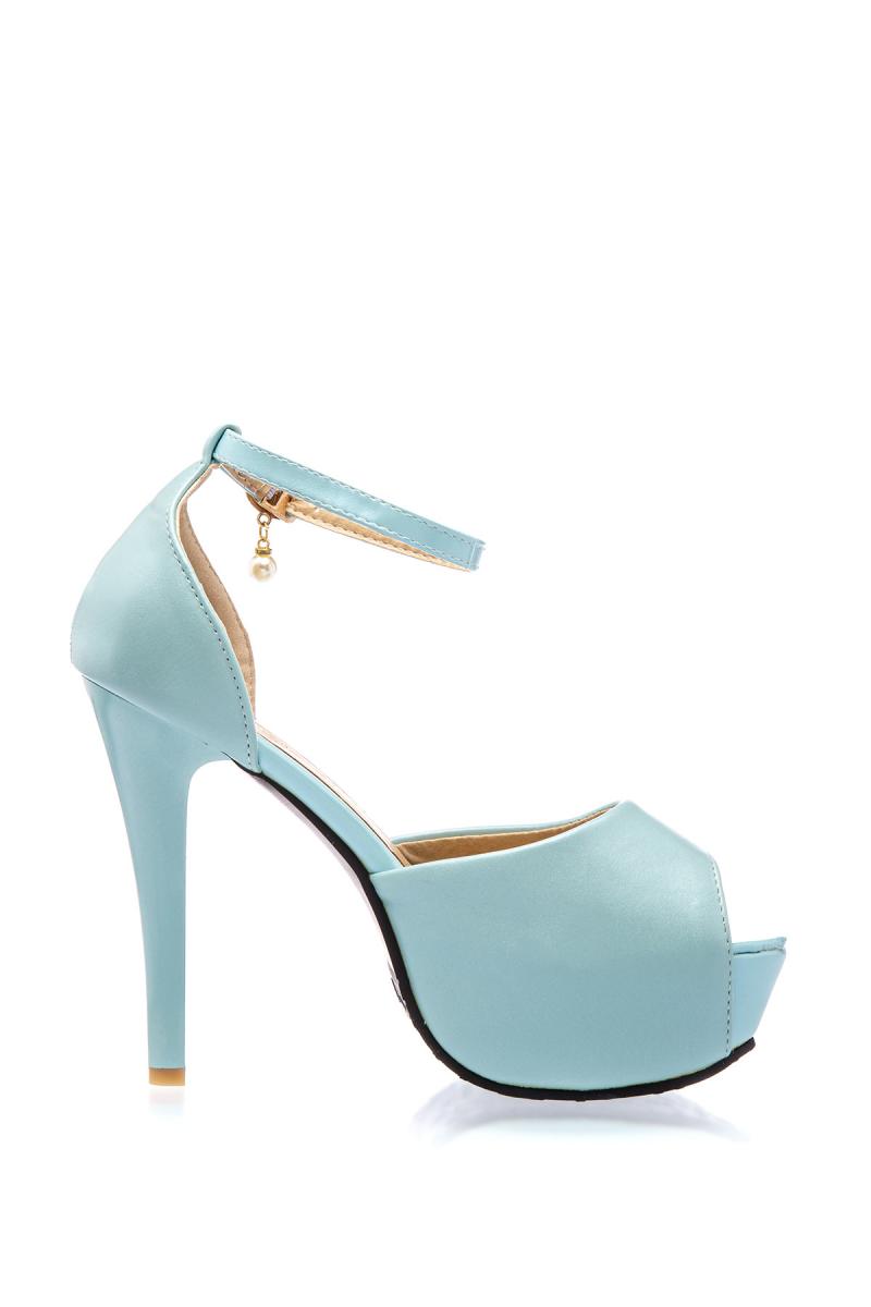 Retro Riemchen-Pumps hellblau