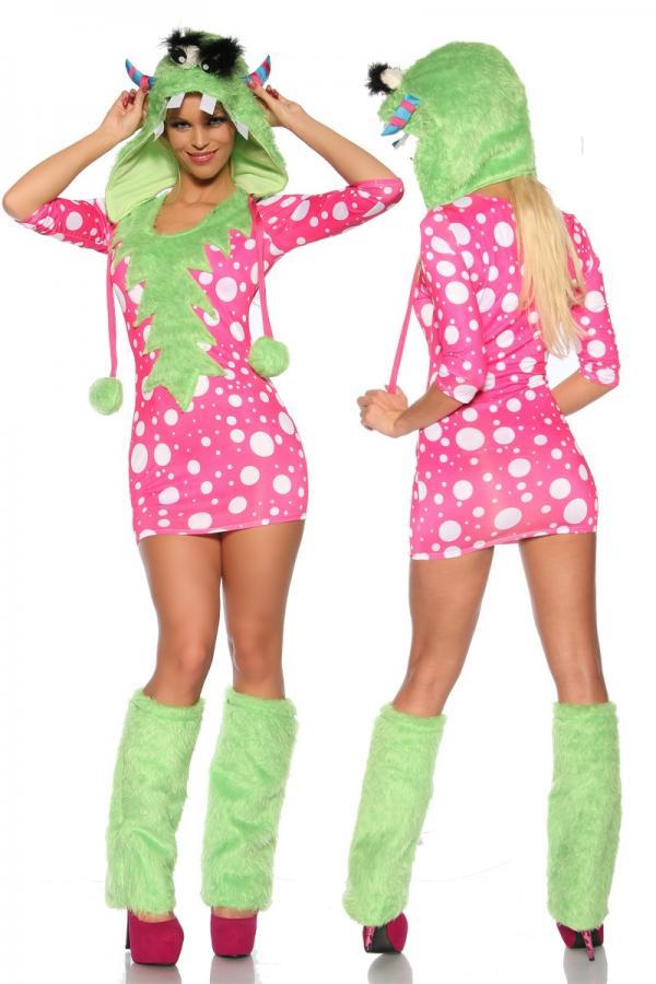 Sexy-Monster-Kostüm OS grün/pink