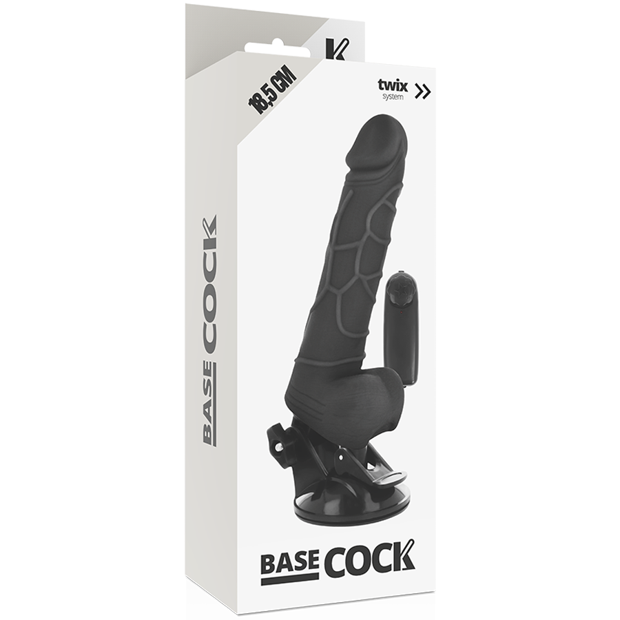 BASECOCK - REALISTISCHER VIBRATOR MIT FERNBEDIENUNG SCHWARZ 18,5 CM