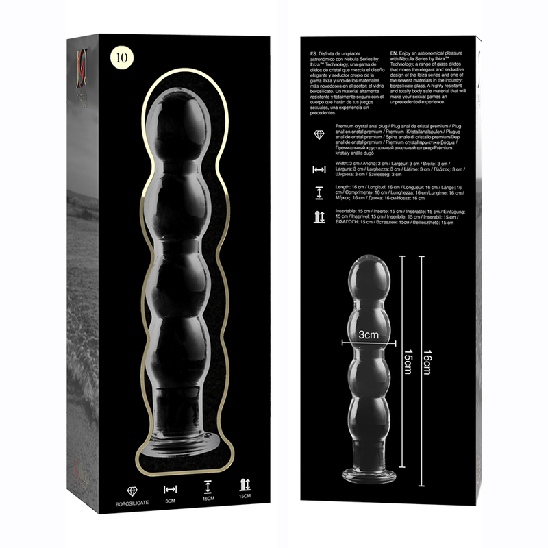 NEBULA SERIES BY IBIZA - MODELL 10 DILDO BOROSILIKATGLAS 16,5 X 3,5 CM KLAR