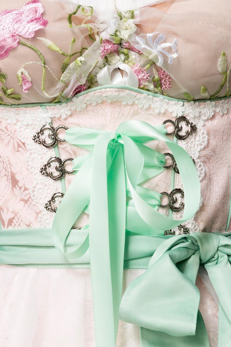 Mini-Brokat-Dirndl inkl Spitzenbluse türkis/rosa