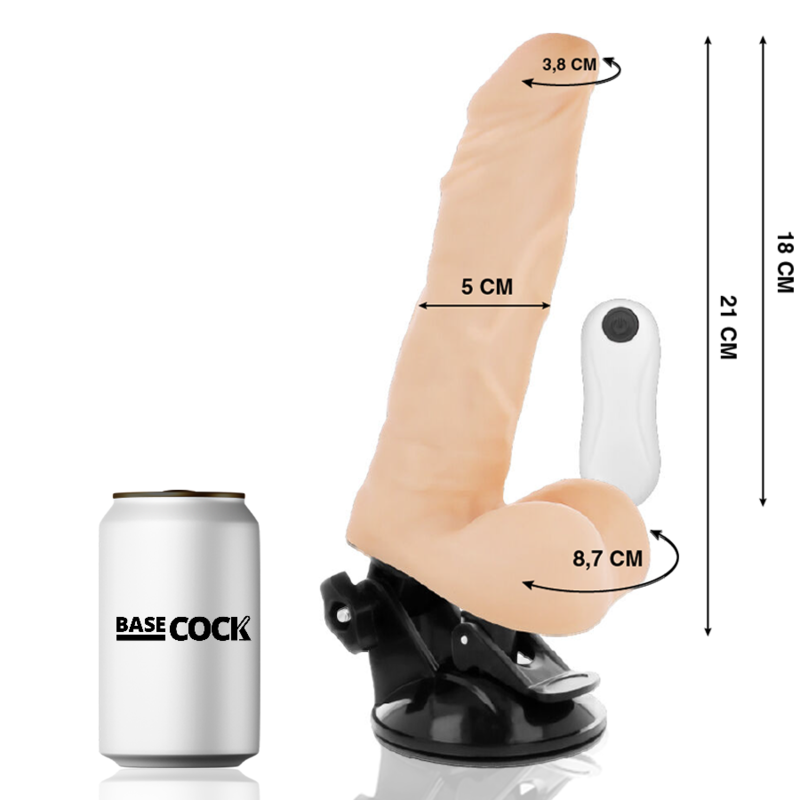 BASECOCK - ARTIKULIERBARER VIBRATOR NATÜRLICH MIT FERNBEDIENUNG 21 CM
