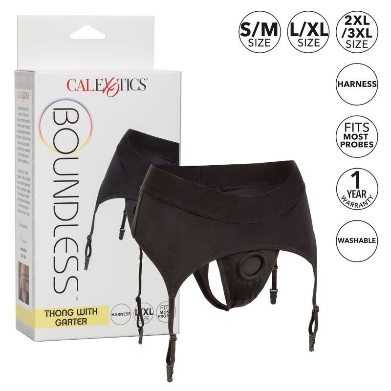 CALIFORNIA EXOTICS - BOUNDLESS THONG MIT GARTER S/M