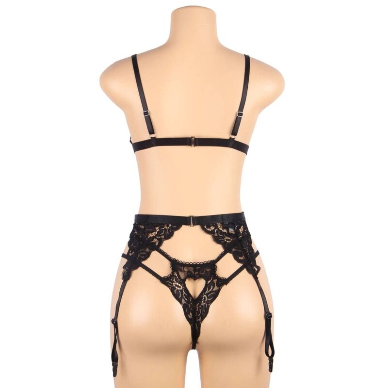 SUBBLIME SET - DREITEILIGES SET BH+ STRUMPFGÜRTEL + STRING S/M