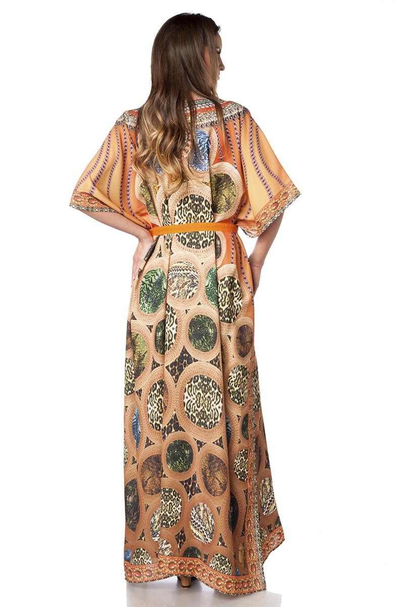 Premium-Kaftan mit Strass OS karamell/beige/grün