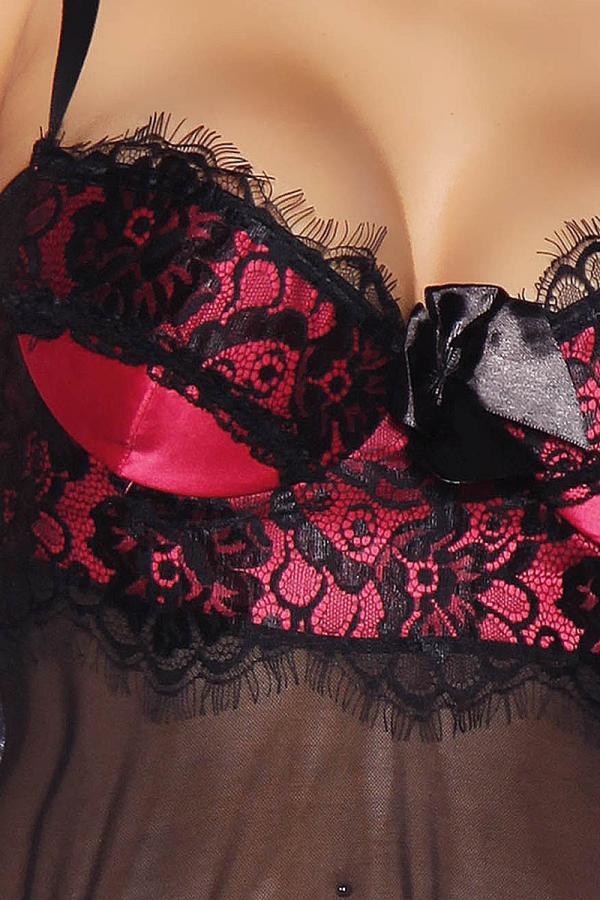 Babydoll mit gepolsterten Cups S schwarz