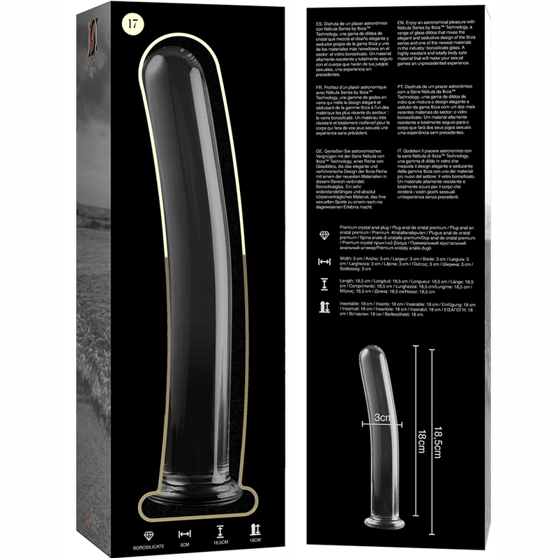 NEBULA SERIES BY IBIZA - MODELL 17 DILDO BOROSILIKATGLAS 18,5 X 3 CM KLAR
