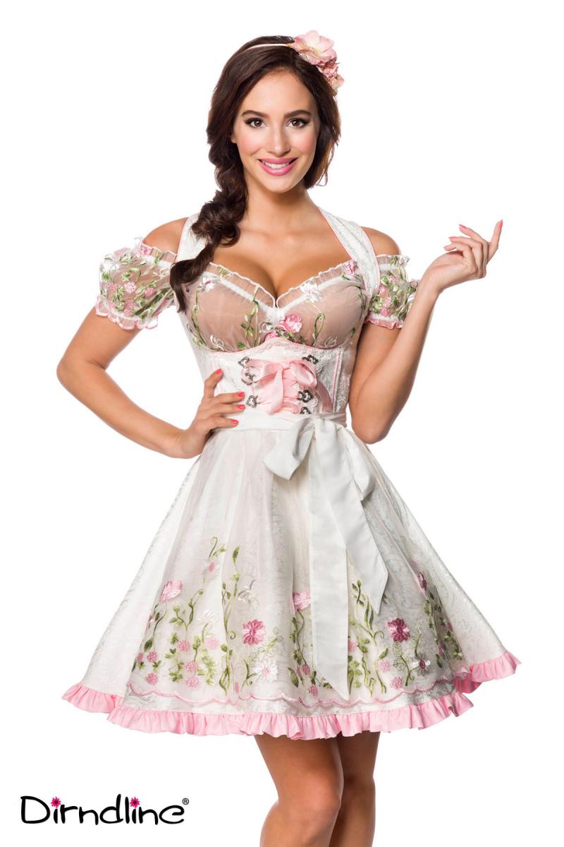 Mini-Brokat-Dirndl inkl Spitzenbluse weiß