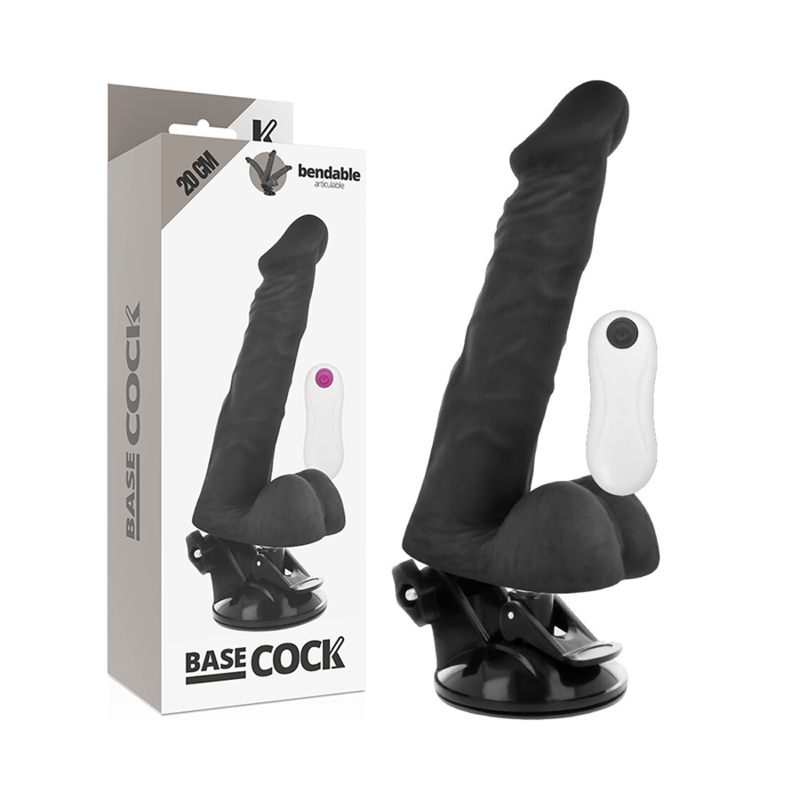 BASECOCK - ARTIKULIERBARER VIBRATOR MIT FERNBEDIENUNG SCHWARZ 20 CM