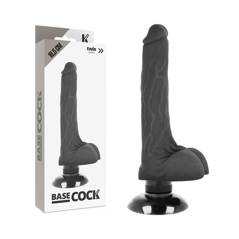 BASECOCK - REALISTISCHER VIBRATOR 2-1 SCHWARZ 18,5 CM