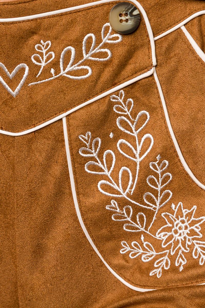 Trachtenshorts mit Stickereien braun