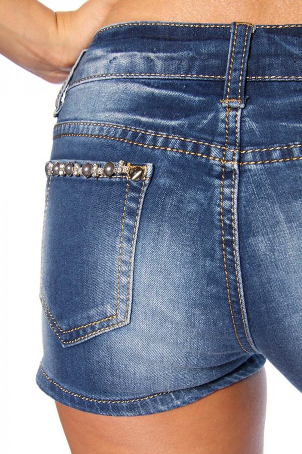Jeans-Shorts mit Paillettenapplikation L blau