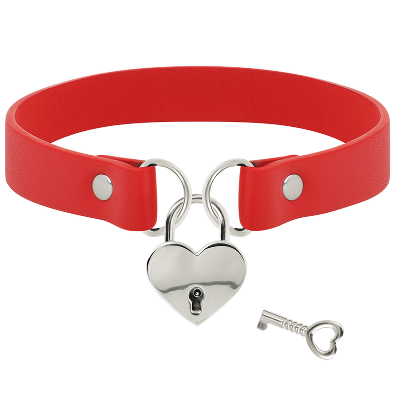COQUETTE - CHIC DESIRE ROTE HALSKETTE AUS VEGANEM LEDER MIT HERZ-ACCESSOIRE MIT SCHLÜSSEL